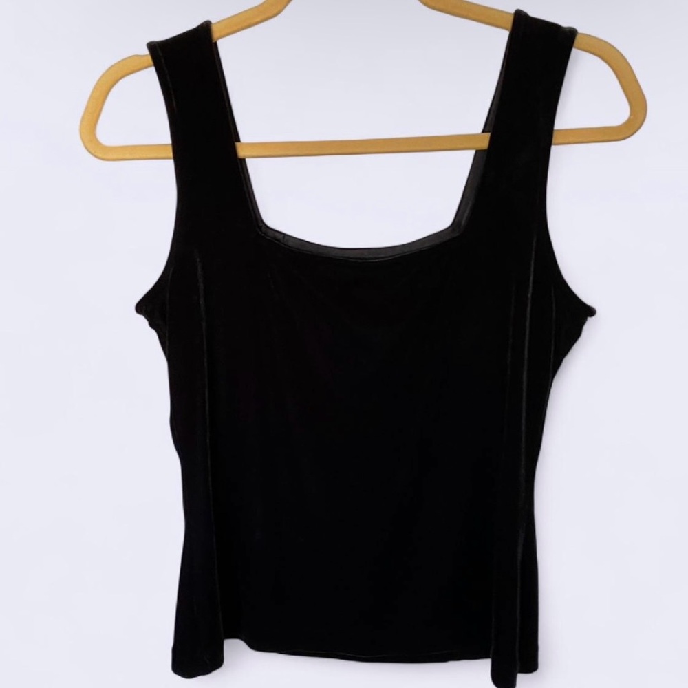 Vintage 90s Ann Taylor Classic Black Velvet Tank Top